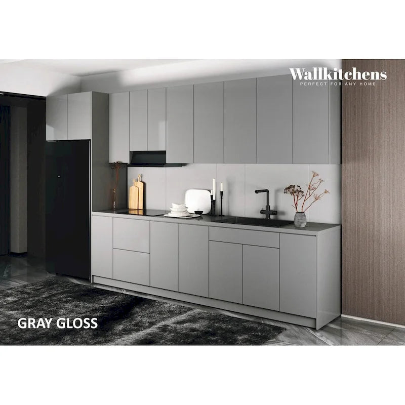 Kitchen Timeless Collection Gray & White Gloss Color Base Size 13Ft Wide - 157x24