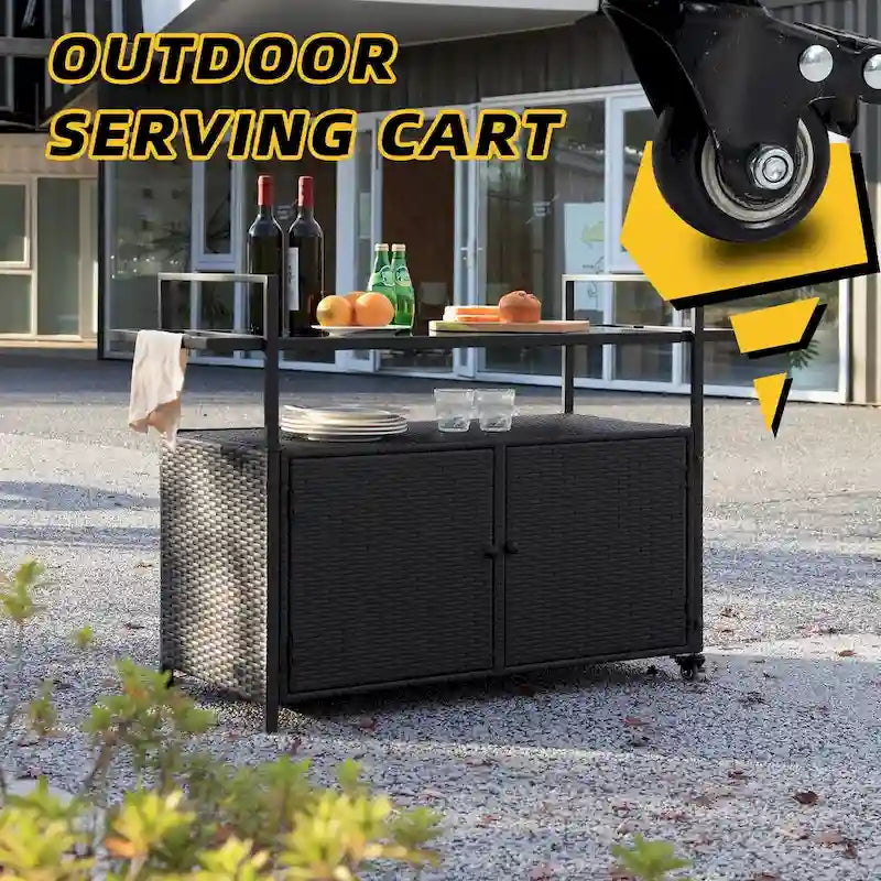 Tengbian mobile tea sailor cart, door storage mobile dining cart, three-level service dining cart, storage cabinet