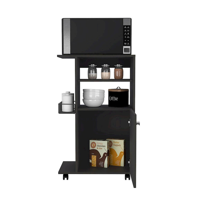 Kitchen Cart Kryot, Single Door Cabinet, Four Casters, White Finish,High quality and durable