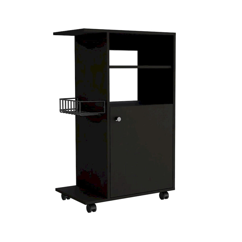 Kitchen Cart Kryot, Single Door Cabinet, Four Casters, White Finish,High quality and durable