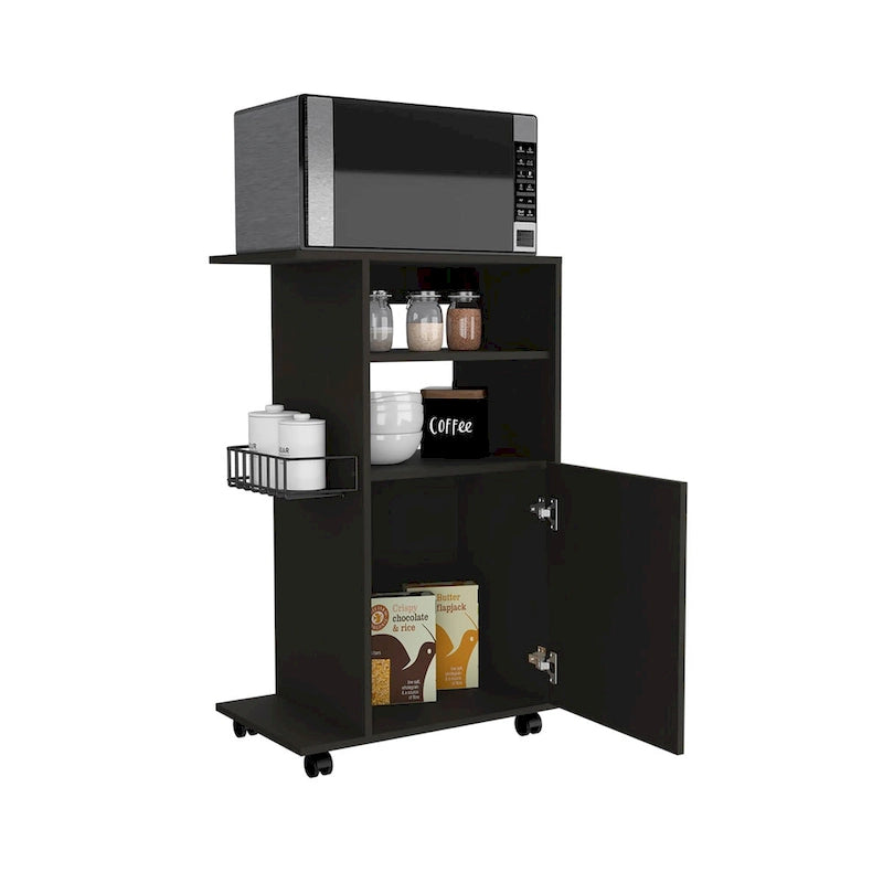 Kitchen Cart Kryot, Single Door Cabinet, Four Casters, White Finish,High quality and durable