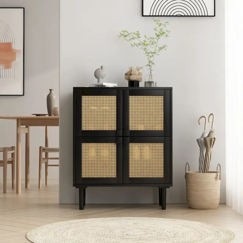 Rattan Mesh Storage Cabinet - N/A