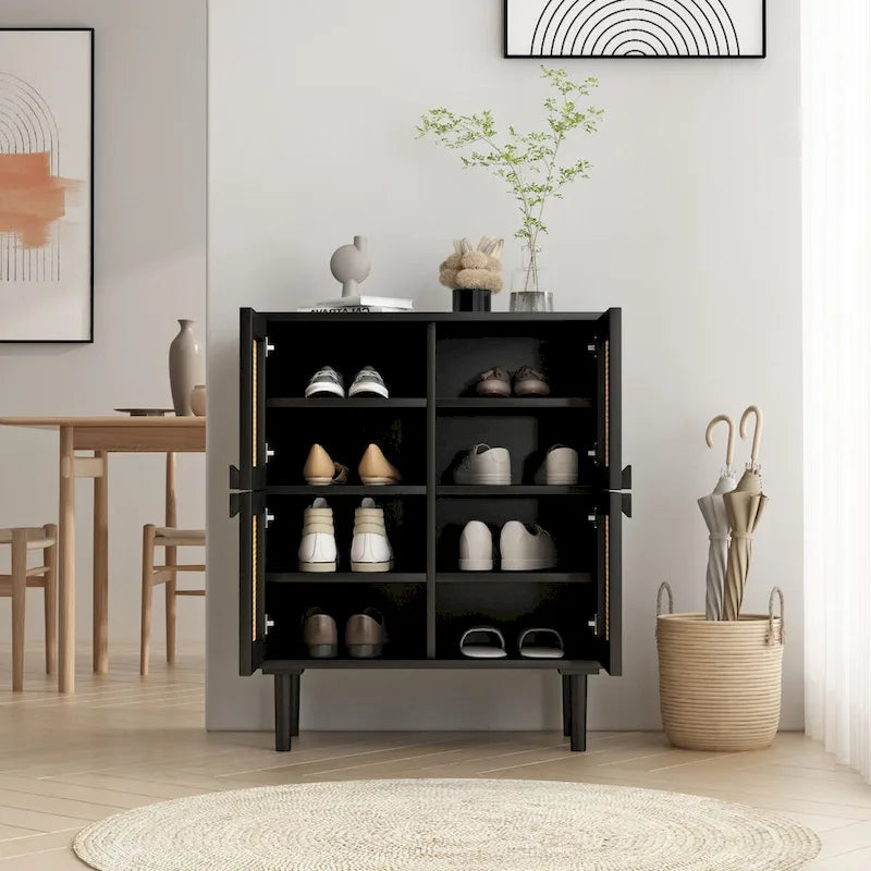 Rattan Mesh Storage Cabinet - N/A