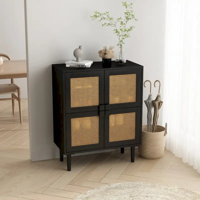 Rattan Mesh Storage Cabinet - N/A