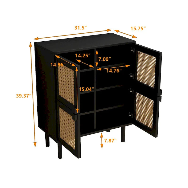 Rattan Mesh Storage Cabinet - N/A