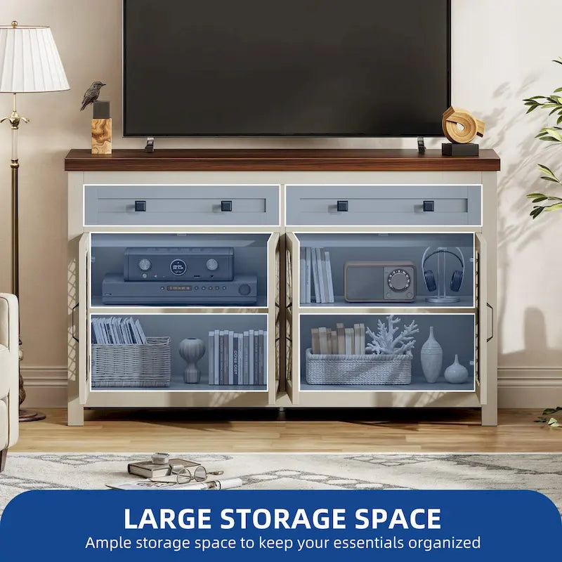 Moasis 55 Farmhouse Sideboard Buffet Cabinet With Storage, Coffee Bar Cabinet