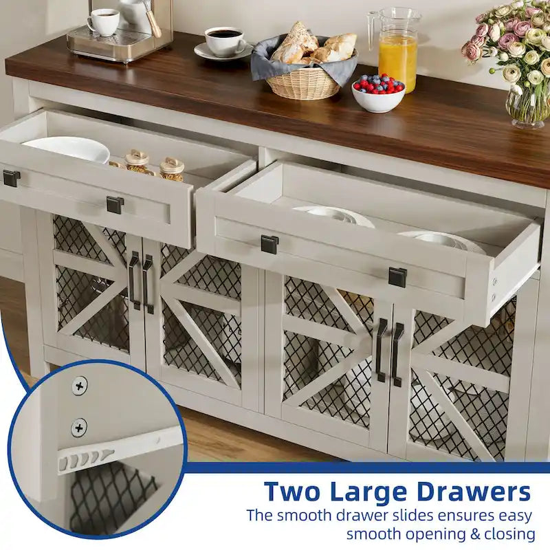 Moasis 55 Farmhouse Sideboard Buffet Cabinet With Storage, Coffee Bar Cabinet