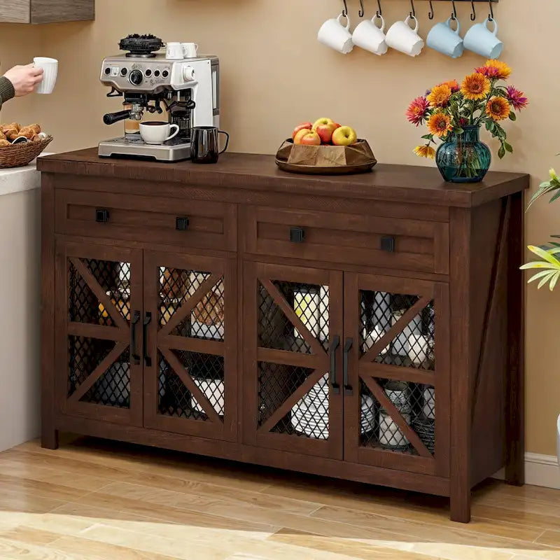 Moasis 55 Farmhouse Sideboard Buffet Cabinet With Storage, Coffee Bar Cabinet