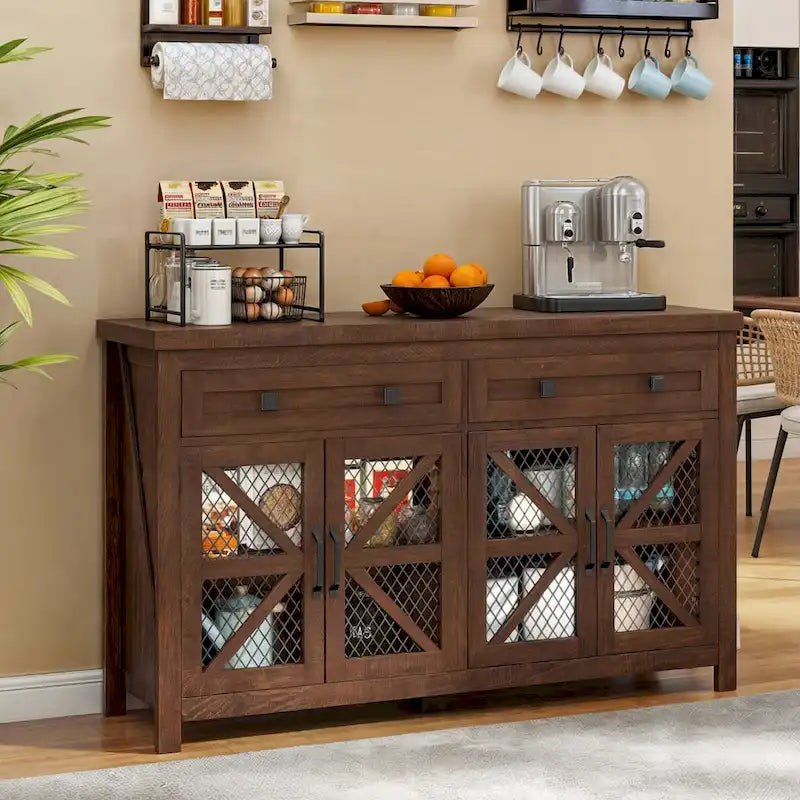 Moasis 55 Farmhouse Sideboard Buffet Cabinet With Storage, Coffee Bar Cabinet