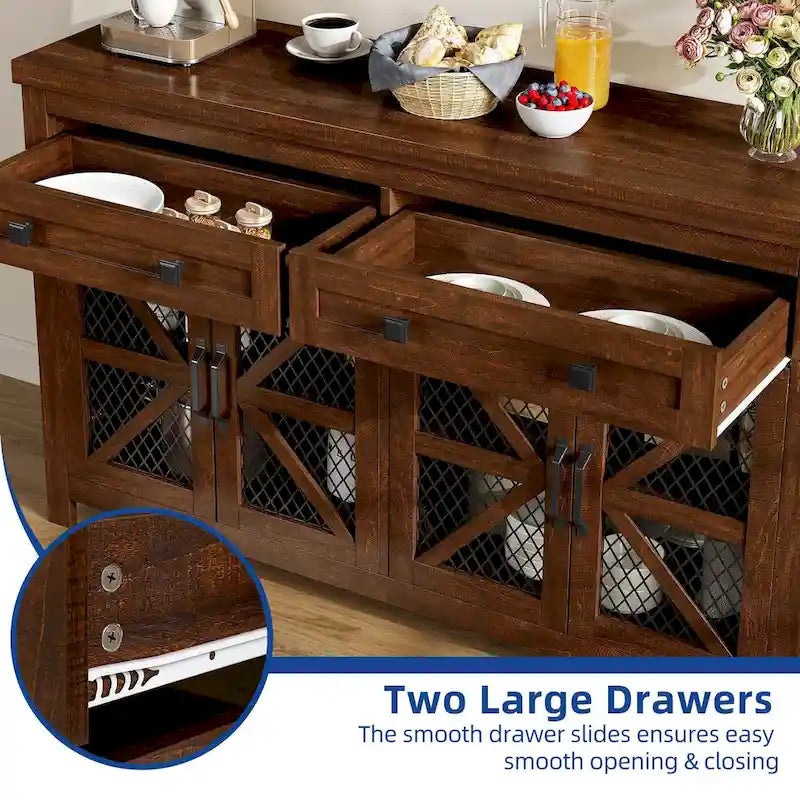 Moasis 55 Farmhouse Sideboard Buffet Cabinet With Storage, Coffee Bar Cabinet