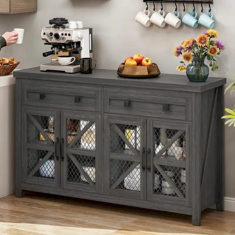 Moasis 55 Farmhouse Sideboard Buffet Cabinet With Storage, Coffee Bar Cabinet