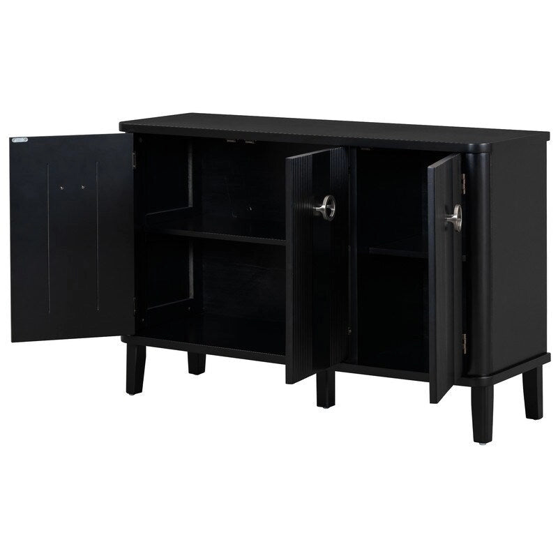 47.2W Solid Wood Cabinet with Three Doors - N/A