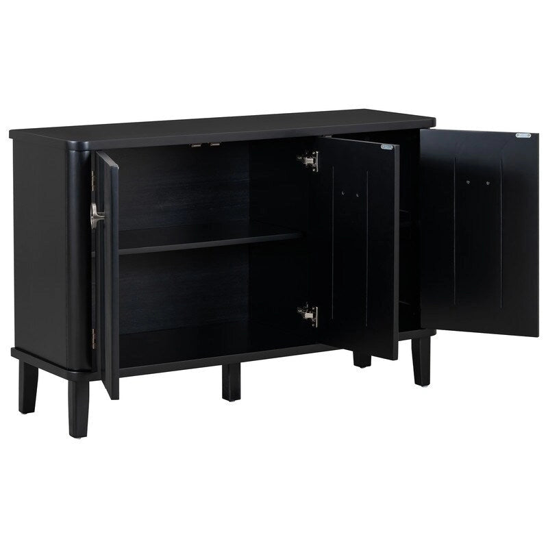 47.2W Solid Wood Cabinet with Three Doors - N/A