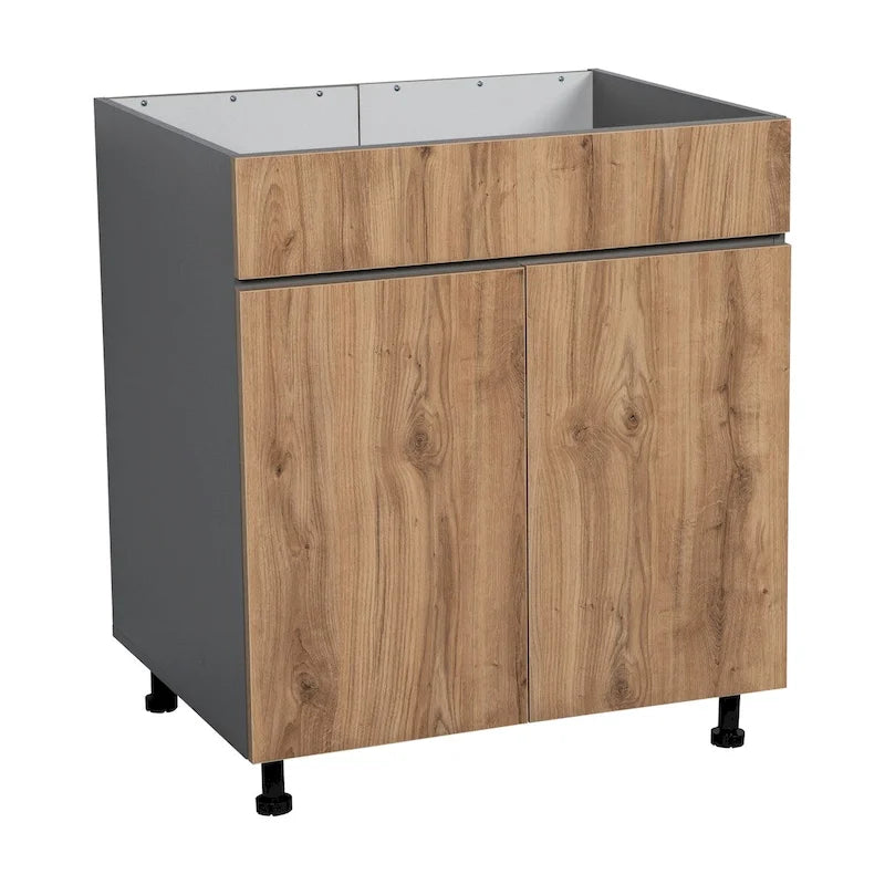 33 Sink Base Cabinets-High Double Door-Grey - 33 x 34 1/2 x 23 3/8