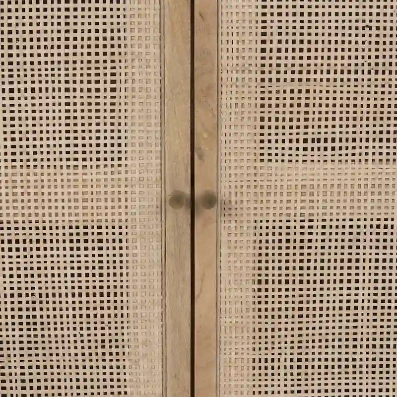 Grier Light Brown Solid Wood w/ Cane Doors Accent Cabinet