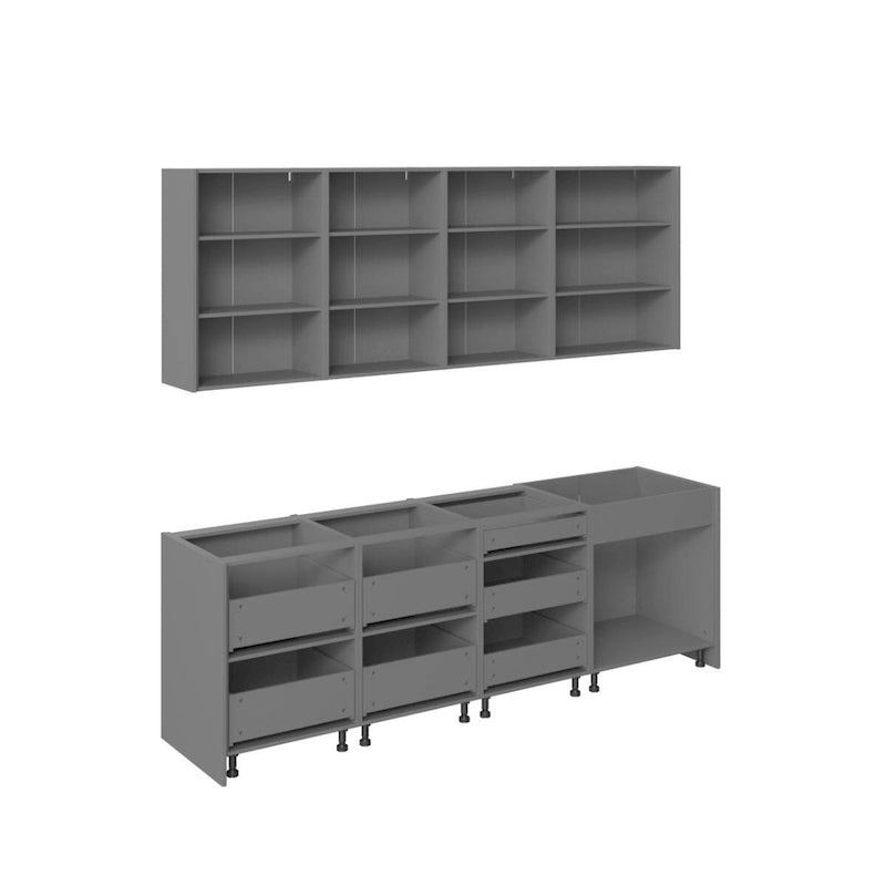 Kitchen Fusion Collection Natural Teak & Black Color Base Size 8.5Ft Wide - 103x24