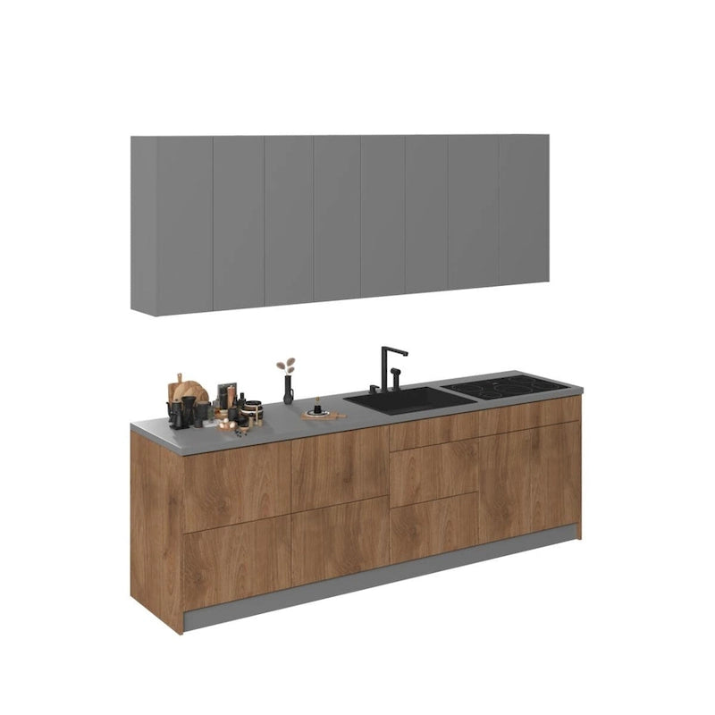 Kitchen Fusion Collection Natural Teak & Black Color Base Size 8.5Ft Wide - 103x24