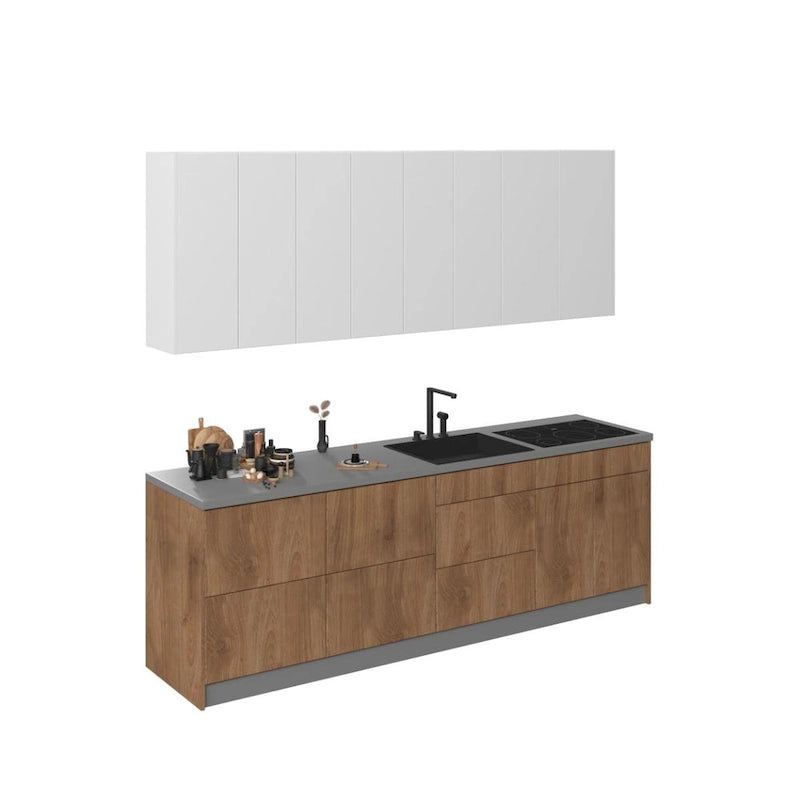Kitchen Fusion Collection Natural Teak & Black Color Base Size 8.5Ft Wide - 103x24