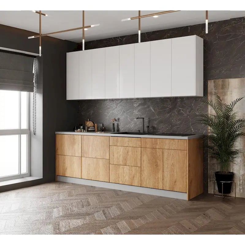 Kitchen Fusion Collection Natural Teak & Black Color Base Size 8.5Ft Wide - 103x24