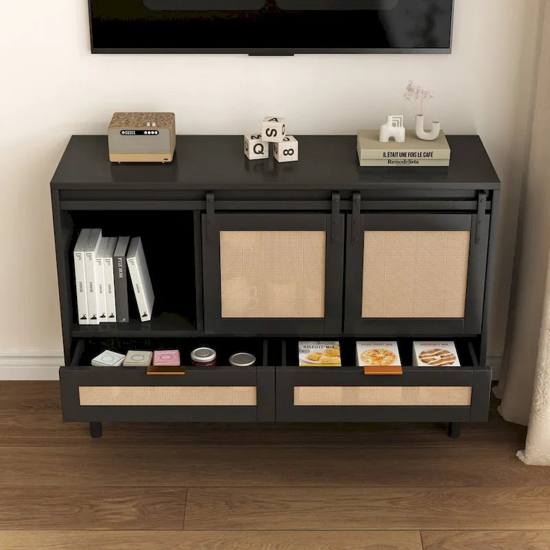 Sliding Barn Door Storage Cabinet - N/A