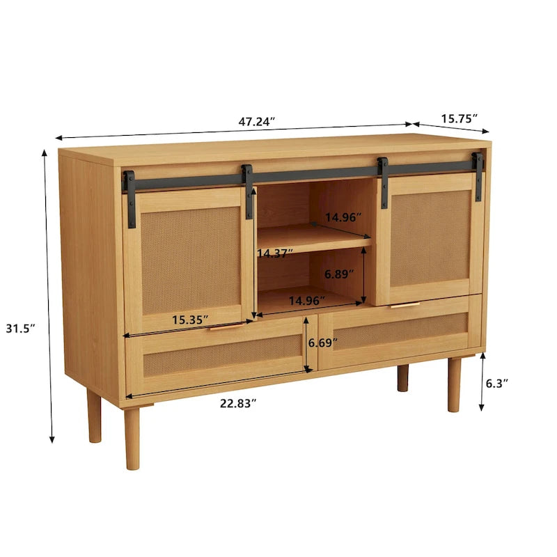 Sliding Barn Door Storage Cabinet - N/A