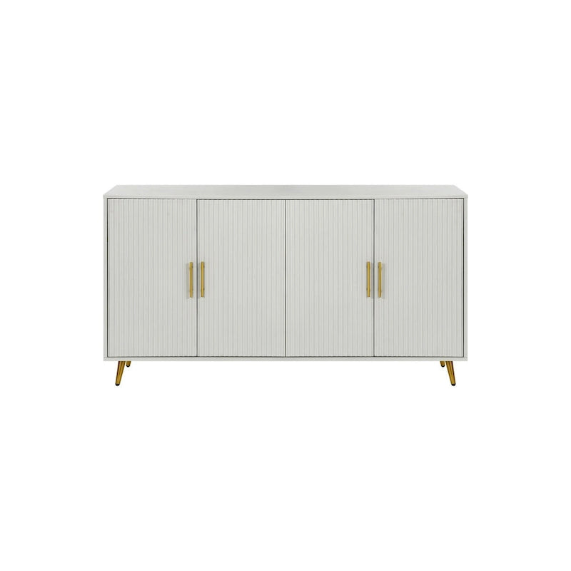 Wood TV Stand with Storage Cabinet and Adjustable Shelves