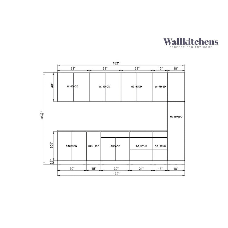 Kitchen Metropolitan Collection Gray Color Base Size 11Ft Wide - 132x24