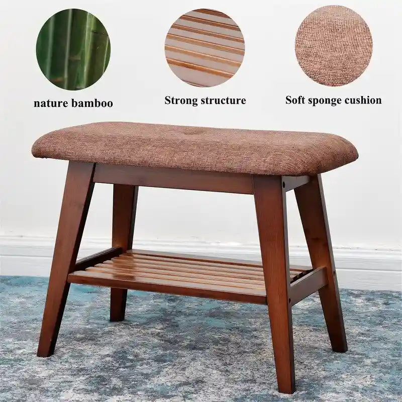 Bamboo Entryway Bench - 11.8D x 23.6W x 17.7H
