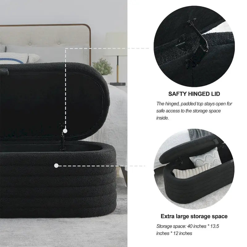 Storage Bench with Safety Hinge