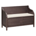 Rustic Style Solid Wood Entryway Storage Bench with Safety Hinge