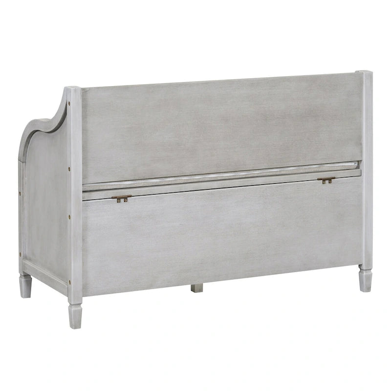 Rustic Style Solid Wood Entryway Storage Bench with Safety Hinge