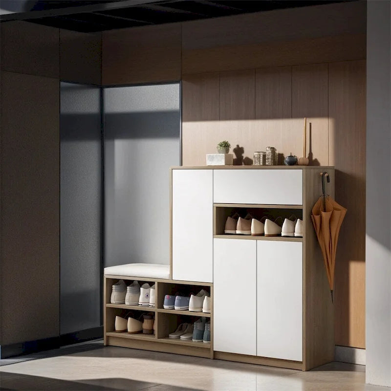 2-in-1 Shoe Storage Bench & Shoe Cabinets,Multi-functional Shoe Rack