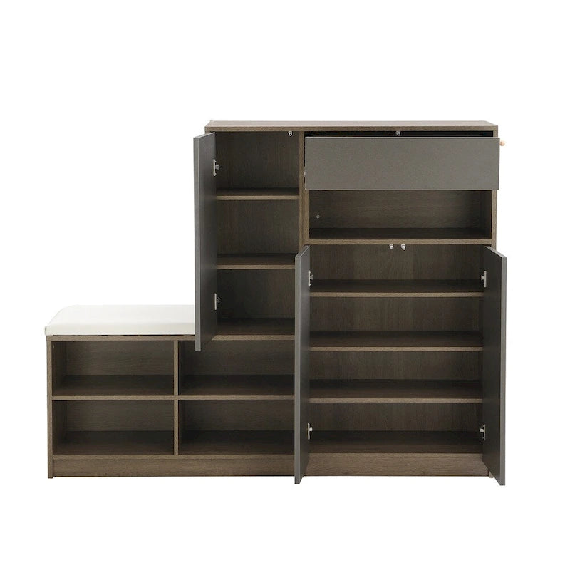 2-in-1 Shoe Storage Bench & Shoe Cabinets,Multi-functional Shoe Rack