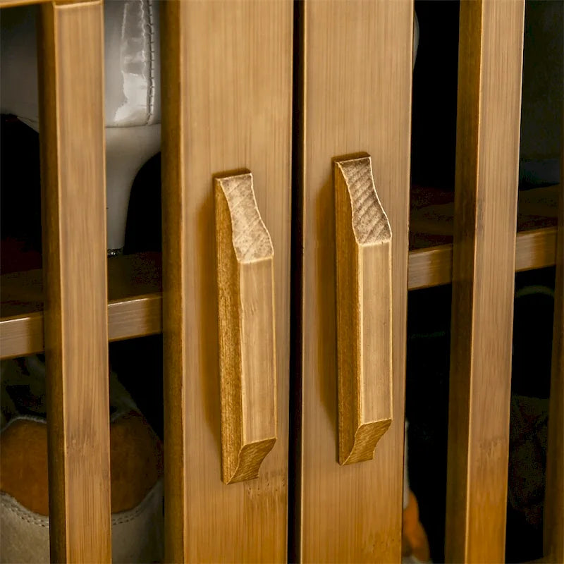 Bamboo Shoe Bench with Seating Cushion and Hidden Compartment