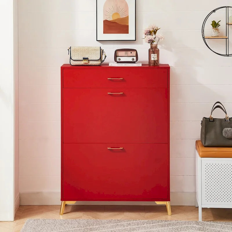 Hidden Shoe Rack Storage for Entryway,Free Standing Shoe Organizer with 2 Flip Drawers