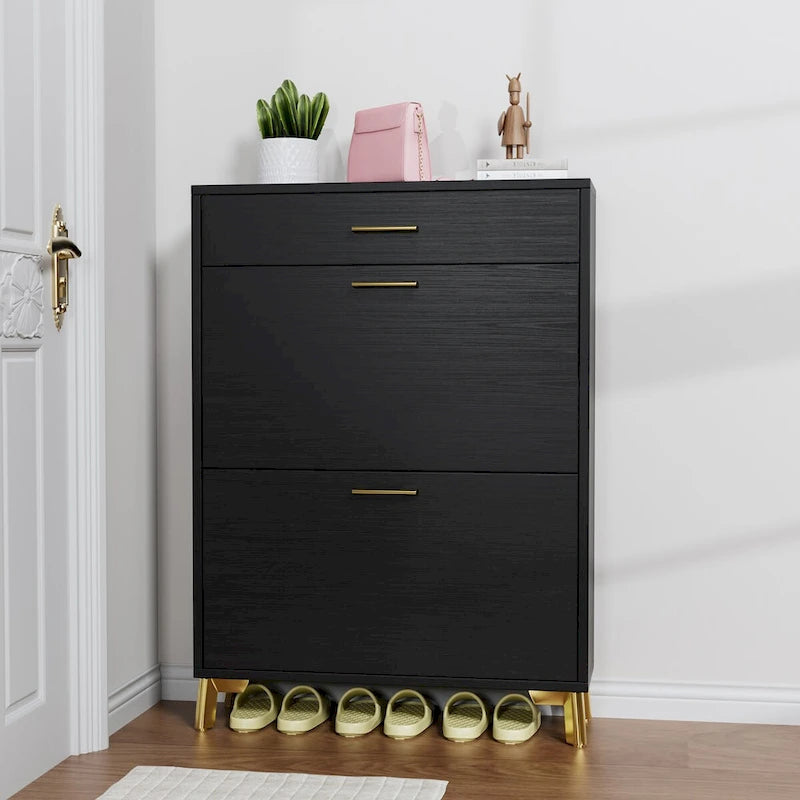 Hidden Shoe Rack Storage for Entryway,Free Standing Shoe Organizer with 2 Flip Drawers