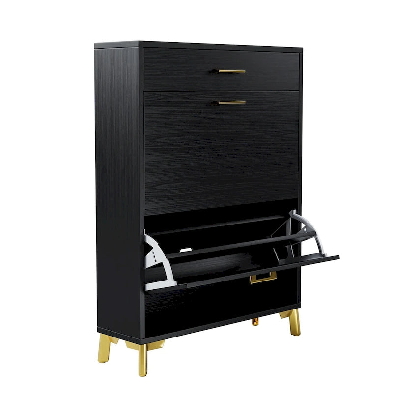 Hidden Shoe Rack Storage for Entryway,Free Standing Shoe Organizer with 2 Flip Drawers