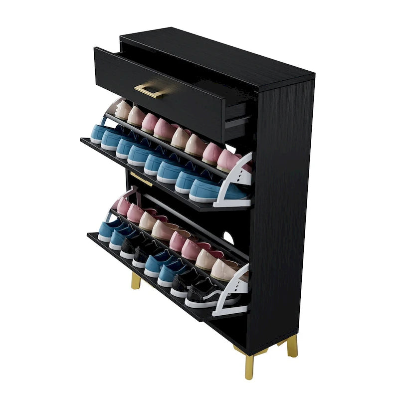 Hidden Shoe Rack Storage for Entryway,Free Standing Shoe Organizer with 2 Flip Drawers