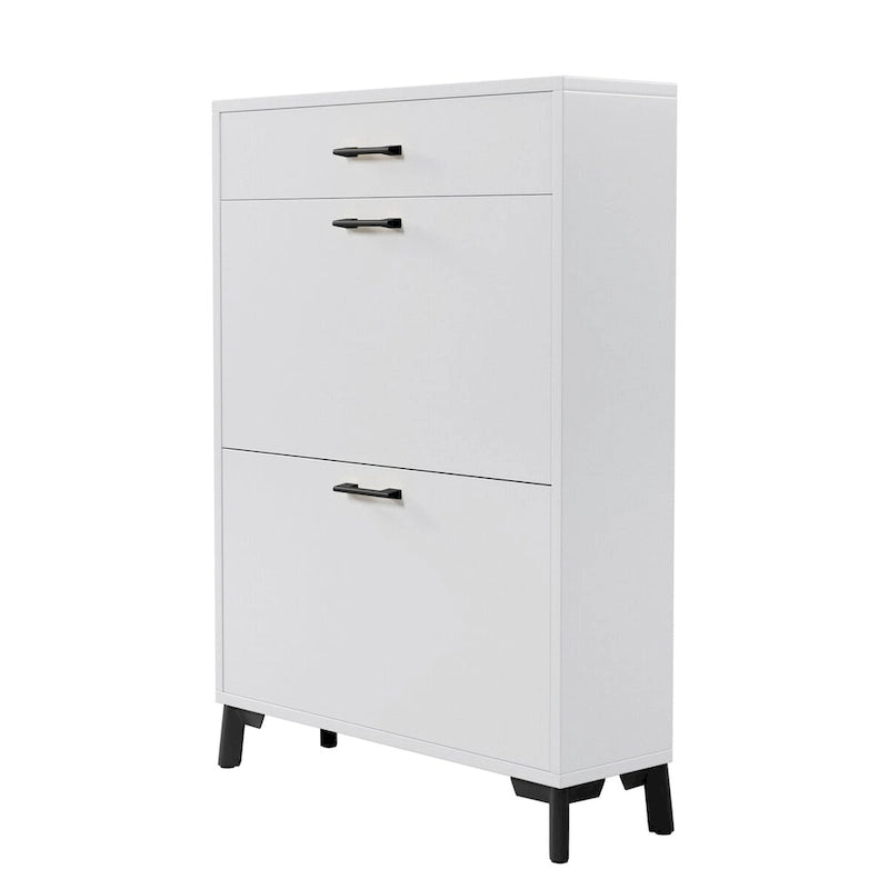 Hidden Shoe Rack Storage for Entryway,Free Standing Shoe Organizer with 2 Flip Drawers