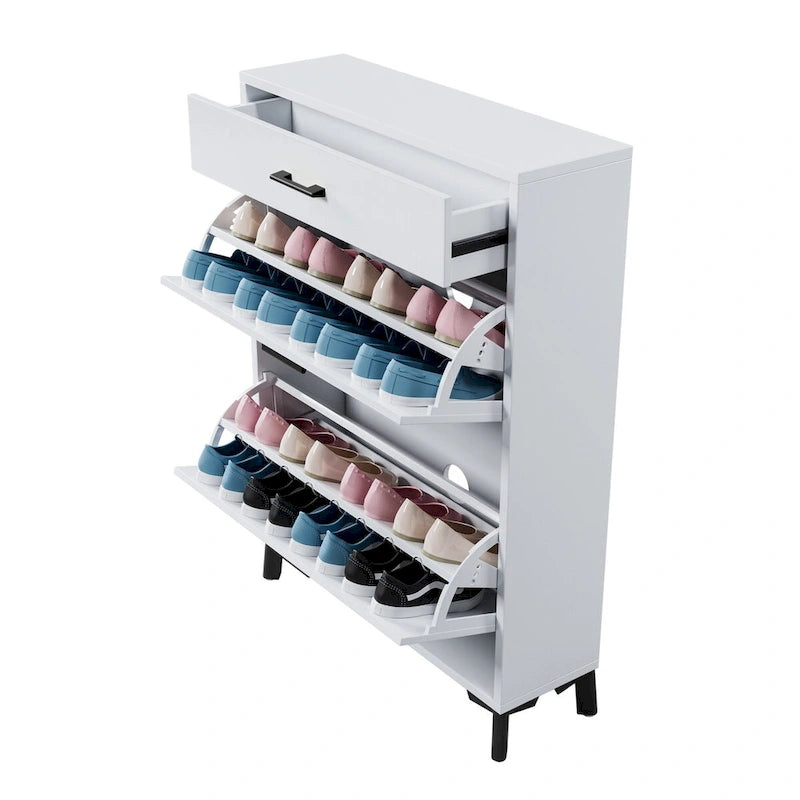 Hidden Shoe Rack Storage for Entryway,Free Standing Shoe Organizer with 2 Flip Drawers