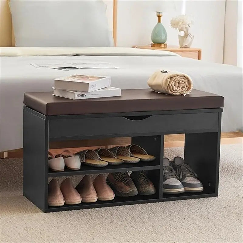 Shoe Storage Bench with Cover 2-Tier 39 Inches - 11.81D x 39.4W x 17H