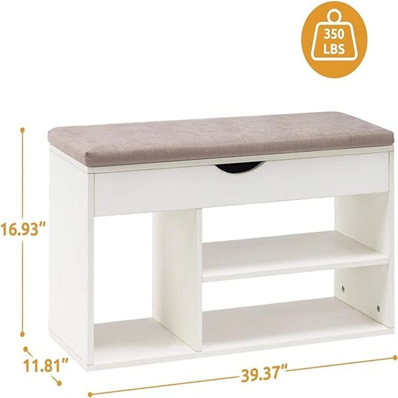Shoe Storage Bench with Cover 2-Tier 39 Inches - 11.81D x 39.4W x 17H