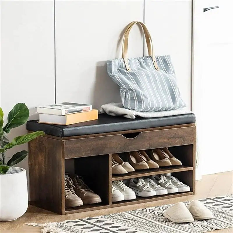 Shoe Storage Bench with Cover 2-Tier 39 Inches - 11.81D x 39.4W x 17H