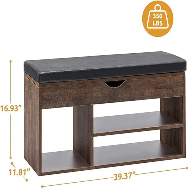 Shoe Storage Bench with Cover 2-Tier 39 Inches - 11.81D x 39.4W x 17H