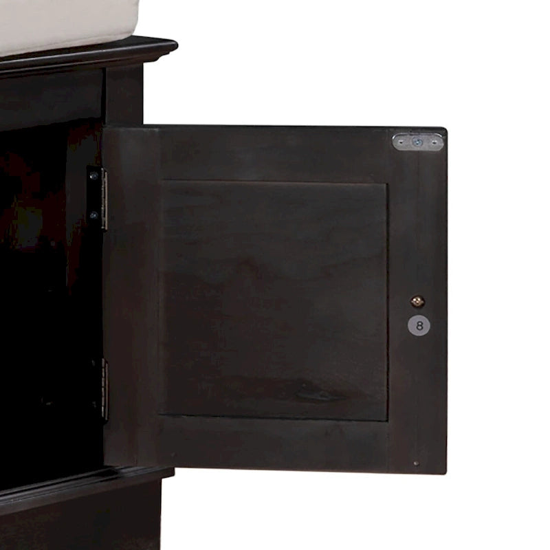 Classic Vintage Wooden Storage Bench with Two Cabinets
