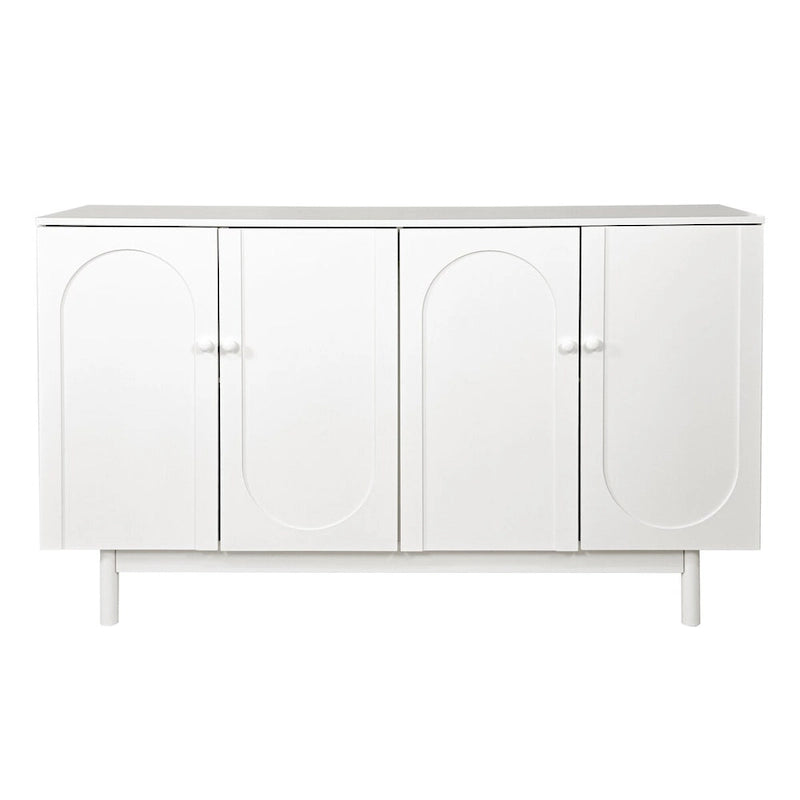Stylish and Functional 4-Door Storage Cabinet with Pine Legs, Solid Wood Pulls and MDF, for Living Room Bedroom,and Kitchen