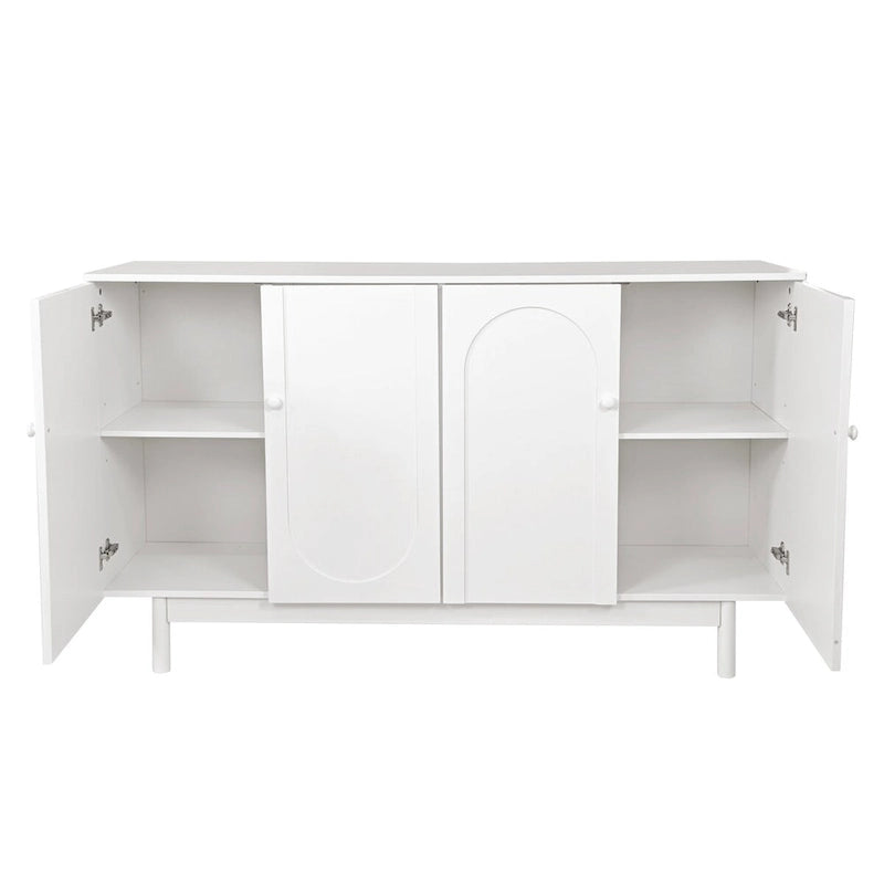 Stylish and Functional 4-Door Storage Cabinet with Pine Legs, Solid Wood Pulls and MDF, for Living Room Bedroom,and Kitchen