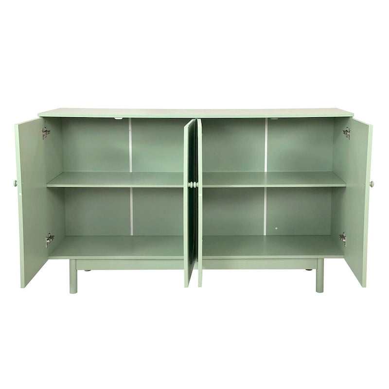 Stylish and Functional 4-Door Storage Cabinet with Pine Legs, Solid Wood Pulls and MDF, for Living Room Bedroom,and Kitchen
