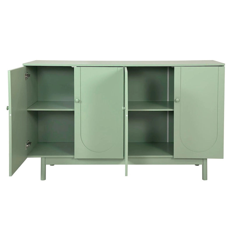 Stylish and Functional 4-Door Storage Cabinet with Pine Legs, Solid Wood Pulls and MDF, for Living Room Bedroom,and Kitchen