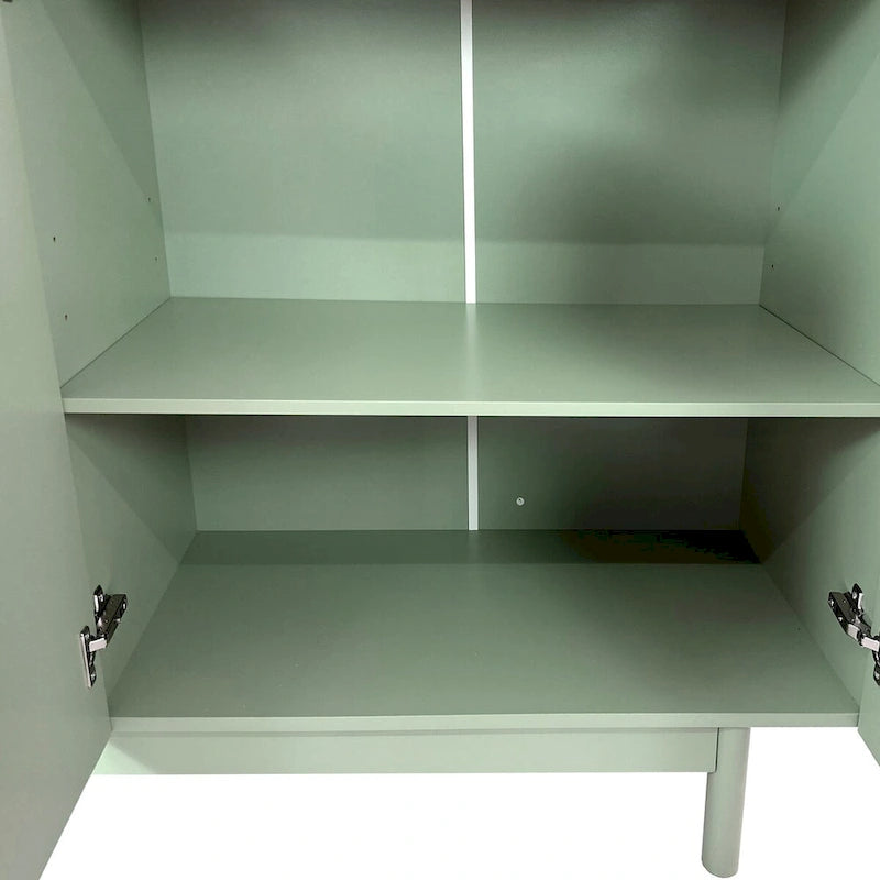 Stylish and Functional 4-Door Storage Cabinet with Pine Legs, Solid Wood Pulls and MDF, for Living Room Bedroom,and Kitchen